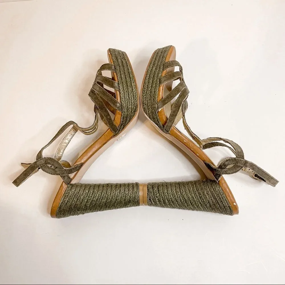 Seychelles Olive Green Strappy Platform Espadrille‎ Sandals Size 9.5
